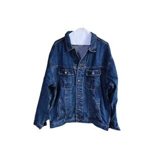 VTG Wrangler Trucker Jacket Mens XL Cowboy Cut Unlined Denim Jean Rugged Wear